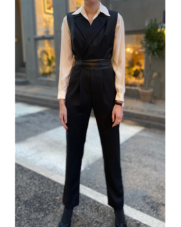 Black wool Tuxedo jumpsuit from Thi Thao Copenhagen