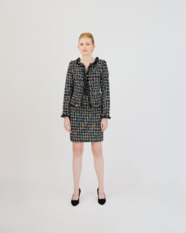 Boucle jacket with frills and boucle skirt by Thi Thao Copenhagen