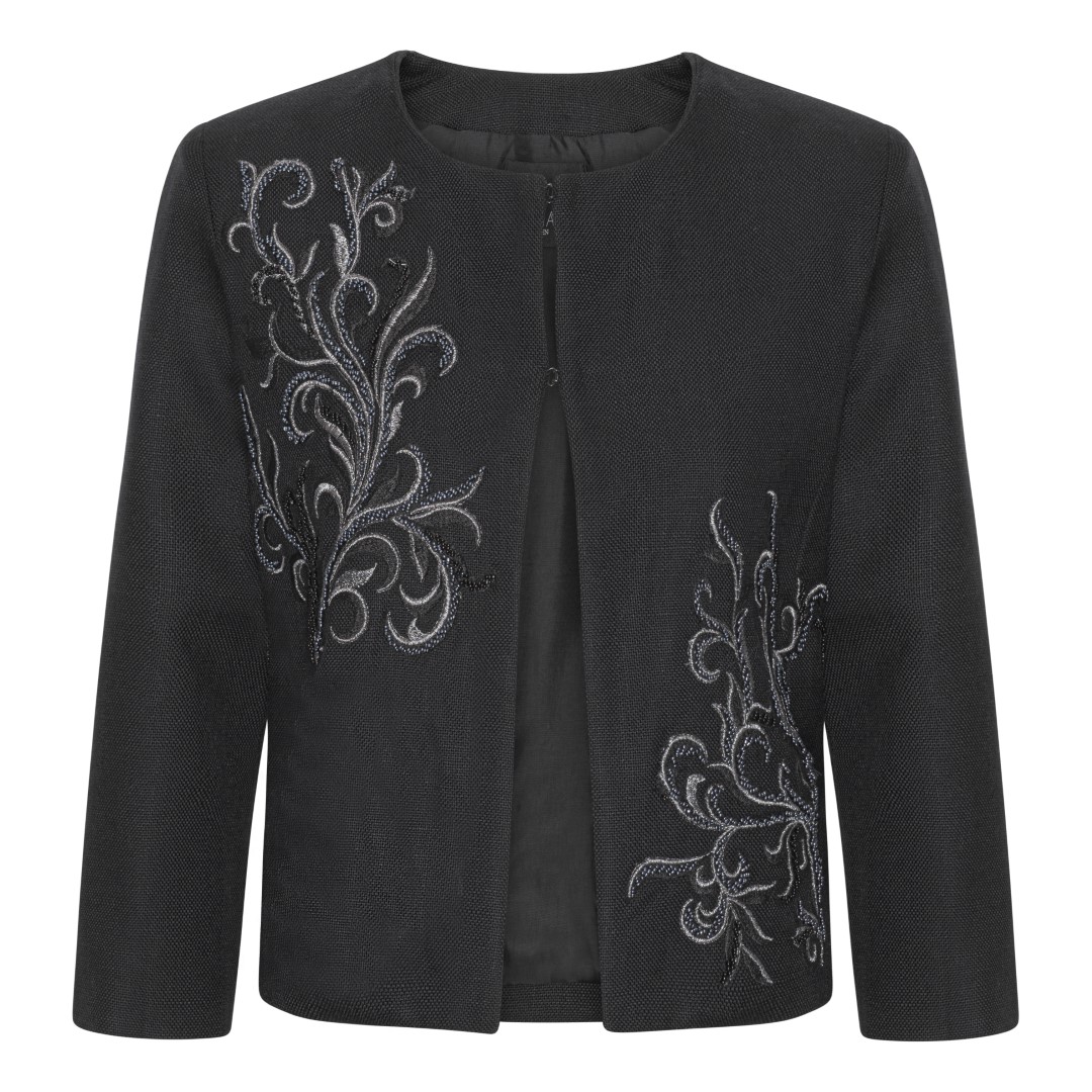 Black Tweed jacket with lace applications. Made by Thi Thao Copenhagen