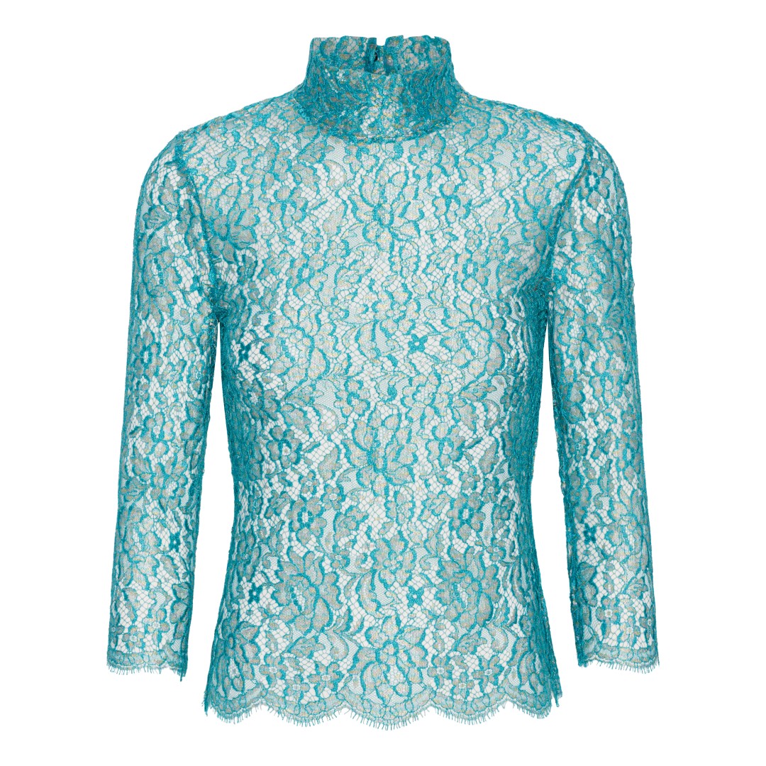 Lace Blouse Turquoise and Gold by Thi Thao Copenhagen