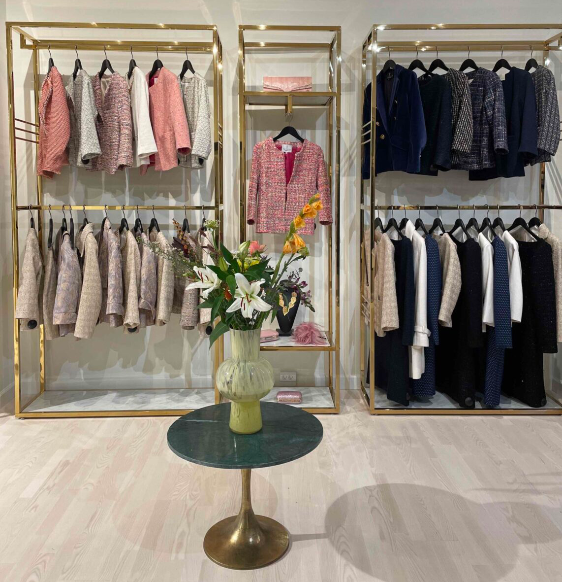 Picture from Thi Thao Copenhagen store with boucle blazers and jackets.