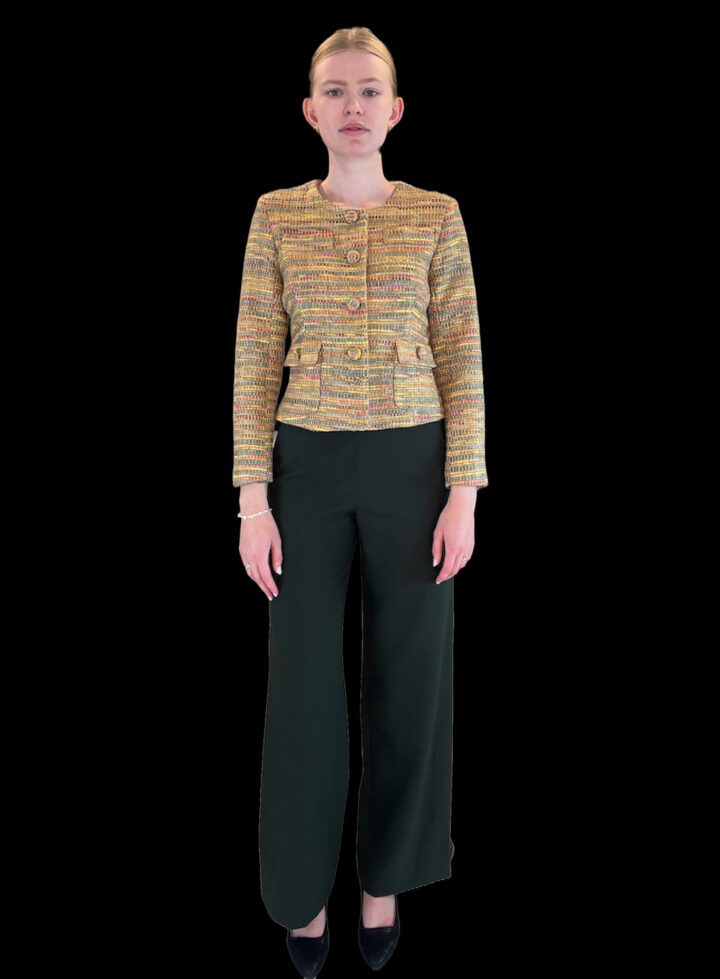 Set with black Jennifer pants and yellow, green summer unika jacket